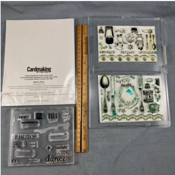 Lot 6 Clear Polymer Rubber Stamp Set Words Xmas Alphabet Japan Garden Birthday - Picture 5 of 5